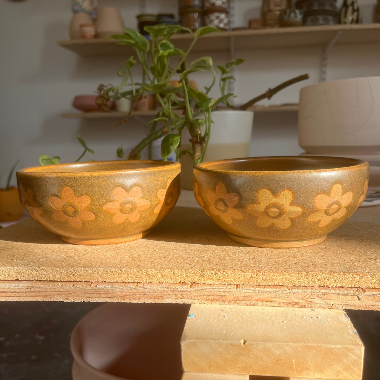 Pair of Soda Fired Bowls